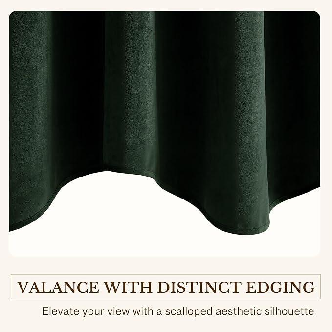 Dark Green Christmas Velvet Valance 52x18 Inch 1 Panel | Forest Wavy Kitchen Curtains, Heavyweight Christmas Window Treatment for Farmhouse, Living Room, Bathroom - Image 5