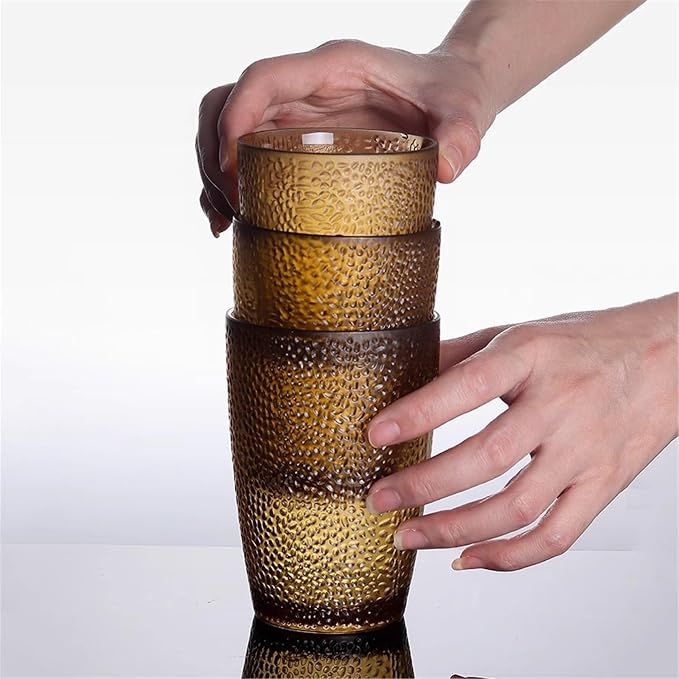 drinking glassware Stackable Heat-resistant Water Cup for Juice Beer(Blue,Small) - Image 7