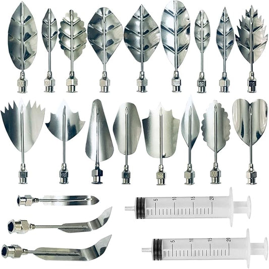 Woohome Art Cake Tools, 22 PCS 3D Gelatin Jelly Tools Includes 20 PCS Gelatin Tools and 2 PCS 10ml Syringe Pudding Pastry Nozzles for Cake Decoration, Jelly Cake making