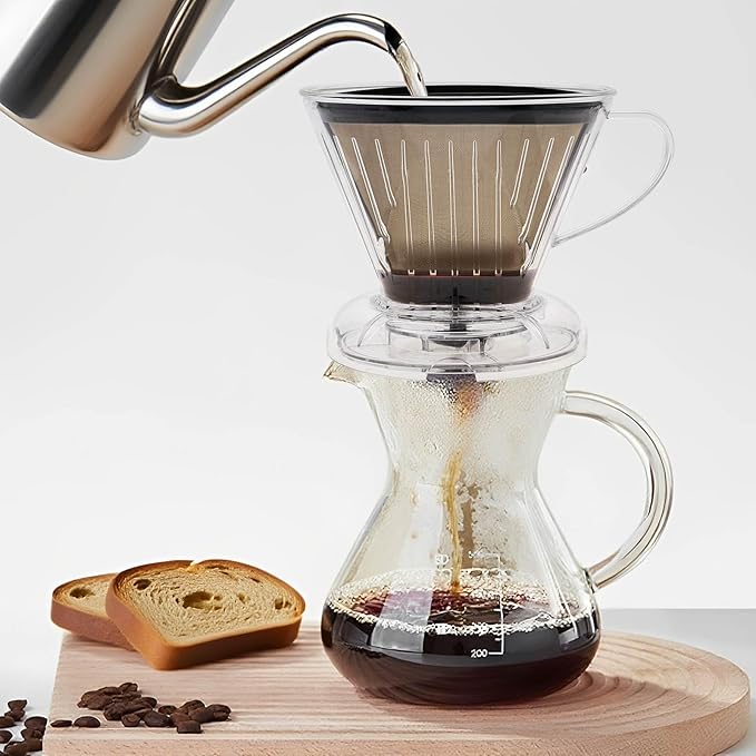 Reusable Coffee Filter, Cone Pour Over Coffee Filter, V60 Conical Hand Brewed Coffee Filter Set, Coffee Permanent Filter Cup, Paperless Coffee Dripper for Cuisinart Coffee Maker Filter and Brewer