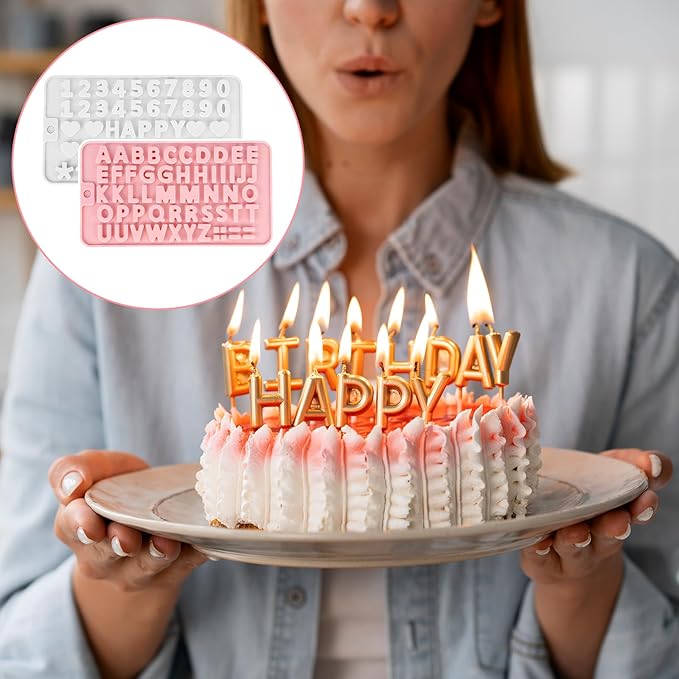 4 Pcs Letter Molds for Chocolate,Non-Stick Chocolate Molds Silicone, Alphabet Baking Tools for Party Cake Candy Cookie Baking Decorations(Pink&Grey)