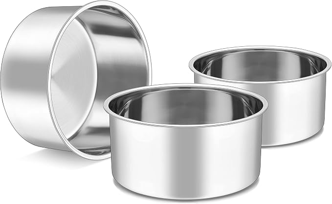 Herogo 6'' x 3'' Deep Cake Pan Set of 3, Stainless Steel 6 Inch Round Baking Pan, for Layer Birthday Wedding Christmas Cakes, Mirror Finish & Healthy, Deep Side & Oven Safe by Herogo