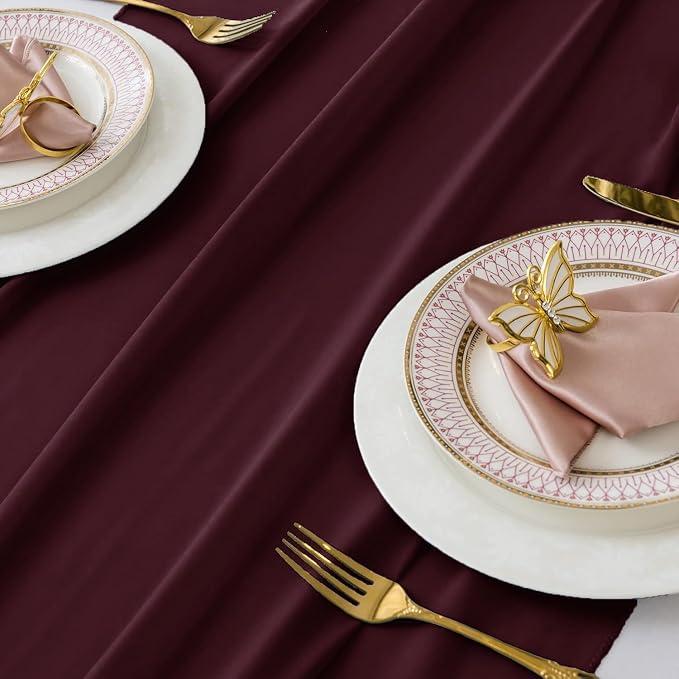 Pack of 25 | Burgundy | 10ft Chiffon Table Runner 29x120 Inches Long Romantic Rustic Sheer Gauze Runner for Wedding Bridal Shower Birthday Banquets Engagement Spring Easter Boho Decorations - Image 4