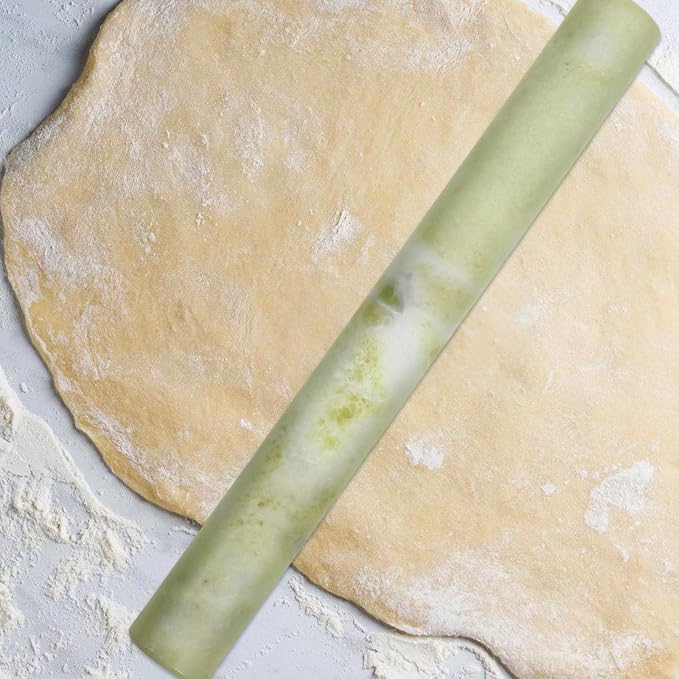 Marble Rolling Pin for Dough with Smooth Surface and Ergonomic Design, Baking Tool for Pasta and Tortillas, Non-stick Green Marble Roller Pin for Baking and Dumpling Preparation - Image 5