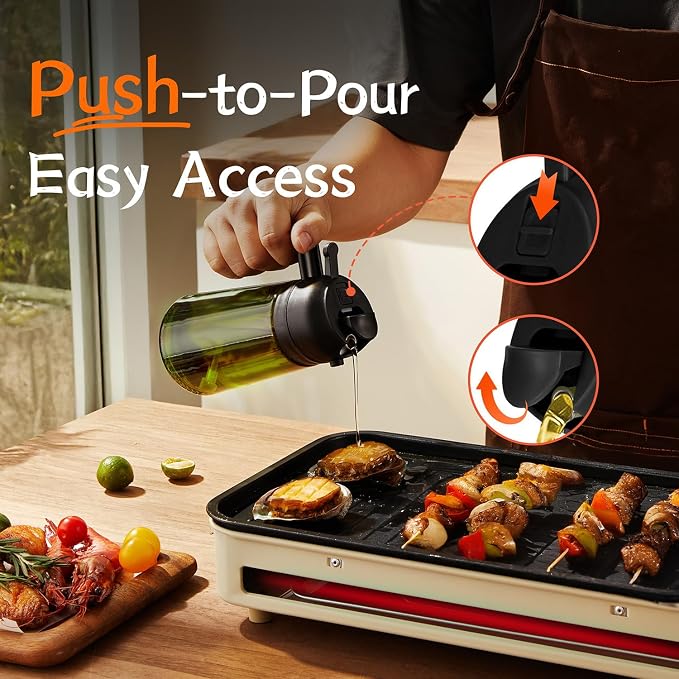 TrendPlain - Original 16oz/470ml Olive Oil Dispenser Bottle for Kitchen Gadgets and Air Fryer Accessories - Olive Oil Sprayer for Cooking w/Stickers - 2 Black - Image 5