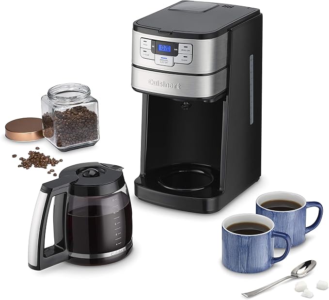 Cuisinart Automatic Grind & Brew 12-Cup Coffee Maker with Blade Grinder, Programmable Coffee Machine Glass Carafe with 1-4 Cup Setting, Brew Pause, Grind-Off Option, DGB-400NAS, Black/Stainless Steel - Image 3