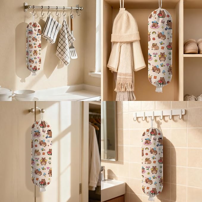 Capybara Plastic Bag Holder Dispenser, Plastic Grocery Bag Organizer & Wall Mount Paper Trash Bag Saver Storage for Kitchen Home Pantry Decor, Cute Animal Decor - Image 7