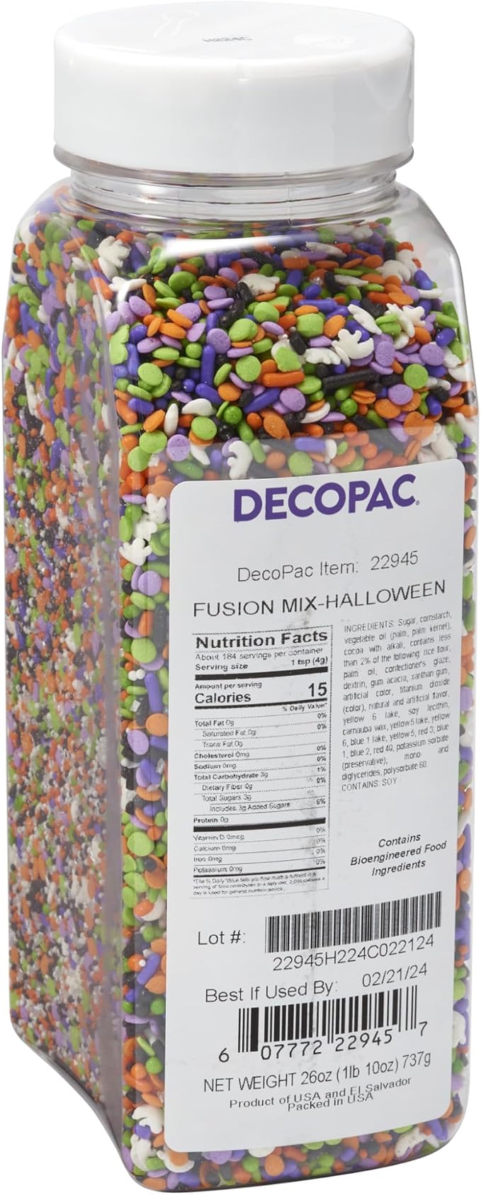 DecoPac Halloween Fusion Mix Sprinkles, 26oz, Shaped Candy Sprinkles in Handheld Container, Edible Decorations For Celebration Cakes, Cupcakes, Cookies and Donuts by Decopac