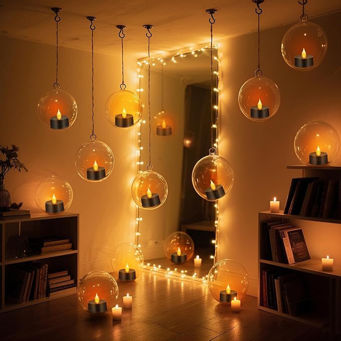 Tea Lights Battery Operated Candles LED Tea Lights Flameless Candles 200+ Hours Flickering Fake Tealights for Halloween, Christmas Aniversary Home Table Decor(Black, 50 Pack) - Image 4