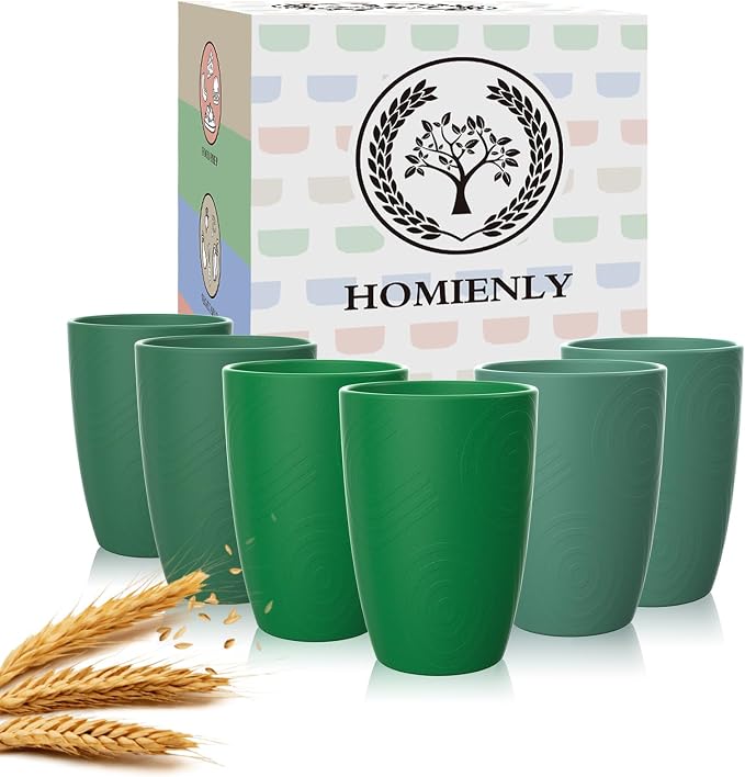 Homienly Cups for Drinking 12oz Daily Use Cups Dishwasher Safe Plastic Cups Alternative Stackable and Lightweight Reusable cups for Family Use-Forest Series by HOMIENLY
