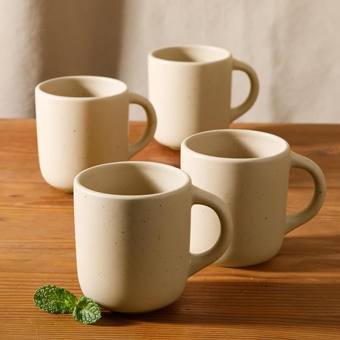 Bloomhouse - Two Time Oprah's Favorite Things Winner - Corsica Clay 4-Piece Mug Set – Cappuccino Cream Stoneware Coffee & Tea Cups, Durable Ceramic Drinkware - Image 5