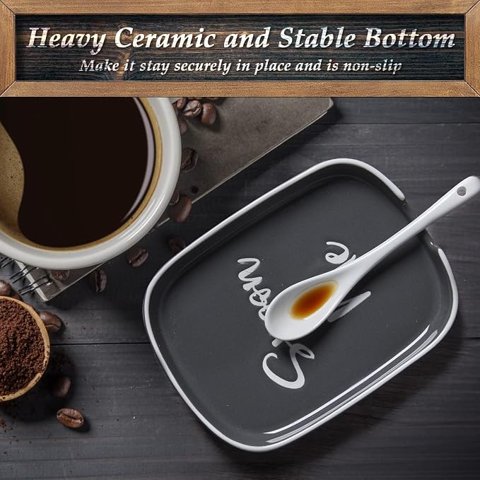 Ceramic Spoon Rest for Stove Top, DAYYET Large Spoon Holder for Kitchen Counter, Coffee Spoon Rest, Heat-Resistant Cooking Utensil Rest, Kitchen Decor, Gray - Image 5