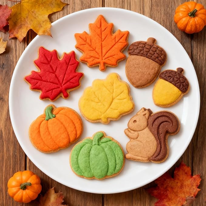 2 Pcs Fall Silicone Molds for Chocolate 3D Halloween Thanksgiving Candy Molds Fall Maple Leaf Pumpkin Squirrel Hazelnut Molds for Baking Making Chocolate Dessert Gummy Jelly Cupcake Topper Decoration