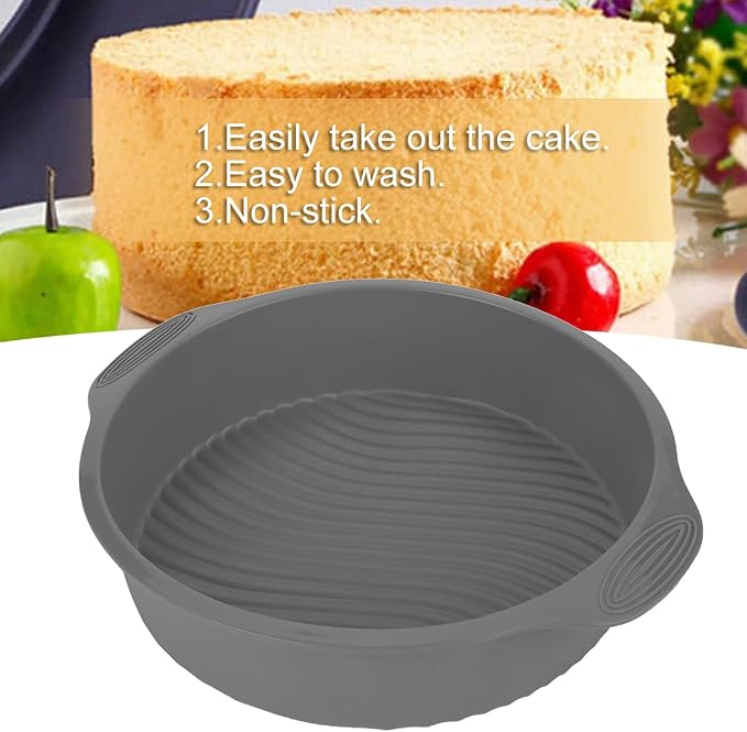 Silicone Cake Mold Round Shape Baking Pan for Oven and Microwave Food Grade Silicone Material in Green Pink Gray Blue 9 Inch Size (Gray) - Image 8