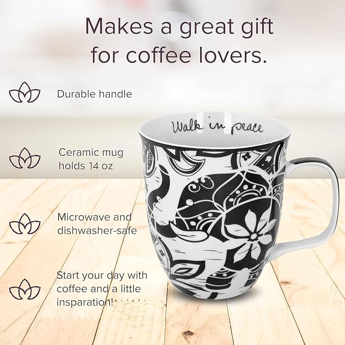 Karma Gifts 14 oz Black and White Boho Mug Western - Cute Coffee and Tea Mug - Ceramic Coffee Mugs for Women and Men - Image 2