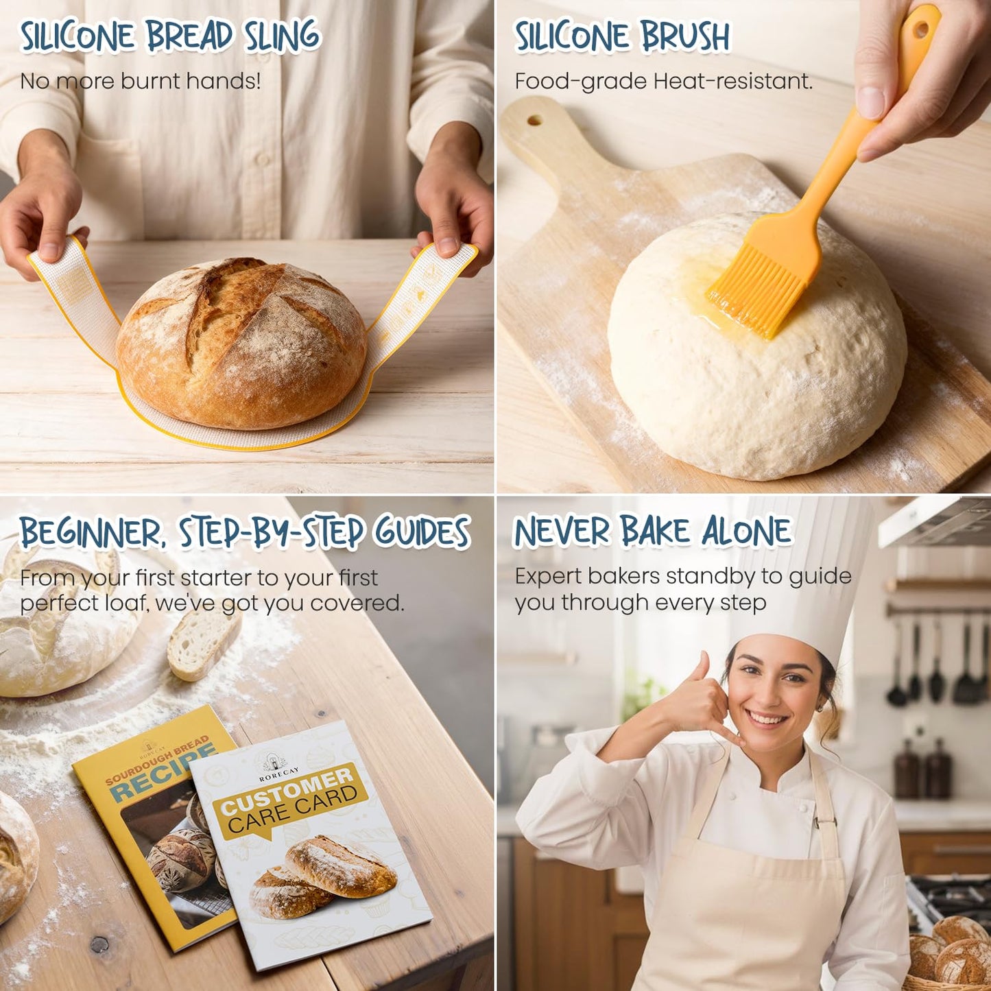 Complete Sourdough Bread Baking Kit with Banneton Basket & Starter Jar