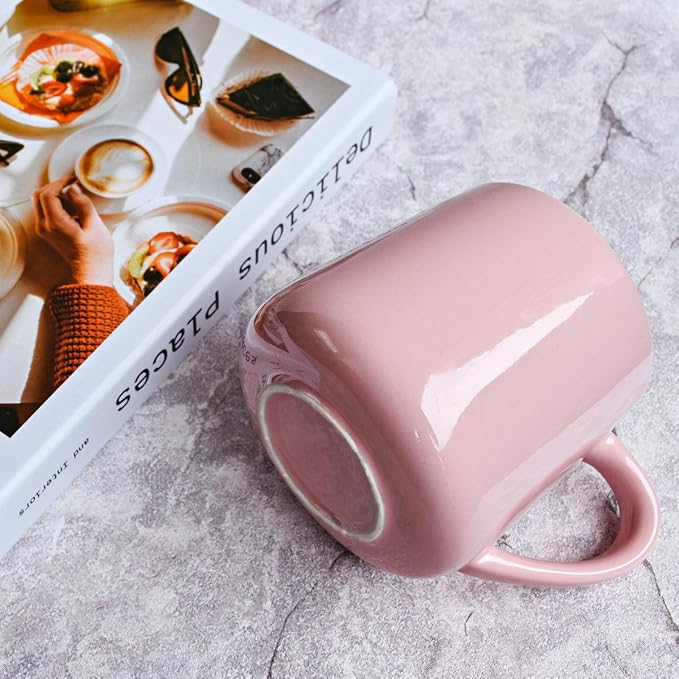 Bosmarlin Large Glossy Ceramic Coffee Mug, Pink Tea Cup for Office and Home, 18 oz, Suitable for Dishwasher and Microwave, 1 Pack (Pink) - Image 6