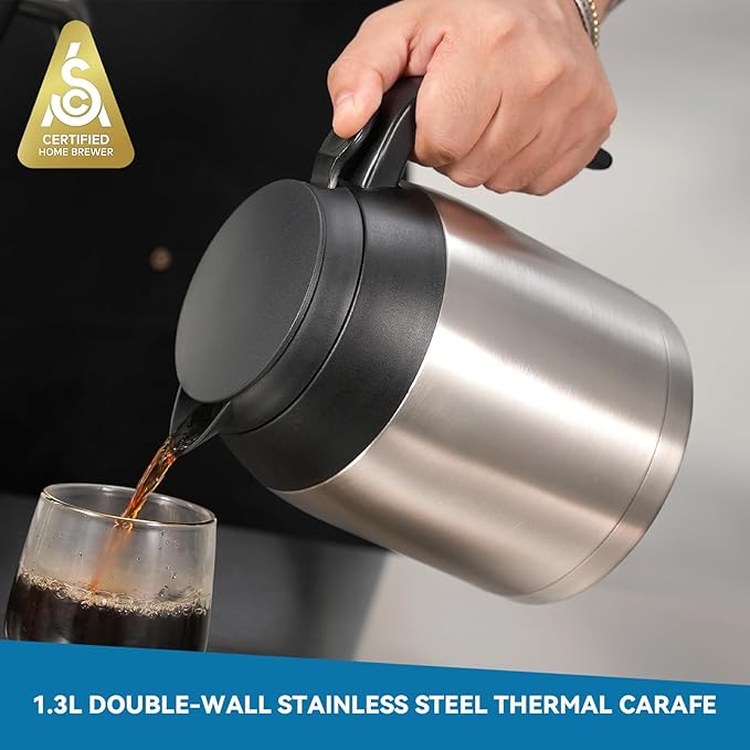 Bonavita 8 Cup Drip Coffee Maker Machine, One-Touch Pour Over, Auto Pause Brewing with Stainless Steel Double Wall Thermal Carafe, SCA Certified, Dishwasher Safe, BV1901TS | Stainless Steel Double Wall Thermal Carafe, SCA, Dishwasher Safe, BV1901TS - Image 6