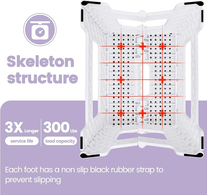 ACSTEP 9" Folding Step Stool, Non-Slip Surface Stool for Kids, Dot White | Heavy Duty Foldable Stools, Lightweight, Holds 300 lb, for Toddler Kitchen Bathroom Bedroom Outdoor, Collapsible with Handle - Image 2