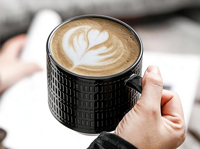 KOOV Ceramic Coffee Mug Set with Stand, 16 oz Coffee Mugs for Coffee, Tea, Cocoa, Stackable Ceramic Coffee Cup Set of 4, Large Mug Set of 4, Drinking Vessels for Women, Men (Blueset) - Image 8