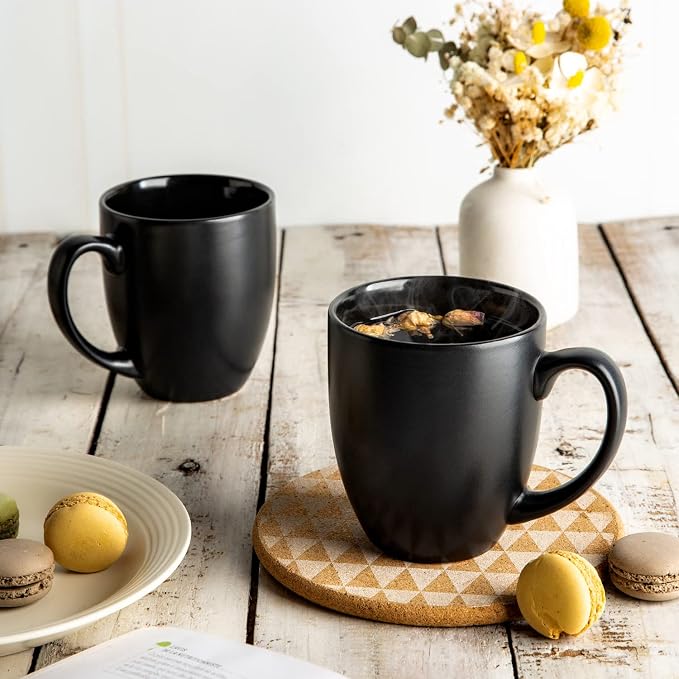 AmorArc 16oz Coffee Mugs Set of 6, Large Ceramic Coffee Mugs for Men Women Dad Mom, Modern Coffee Mugs with handle for Tea/Latte/Cappuccino/Cocoa. Dishwasher&Microwave Safe, Matte Black - Image 6