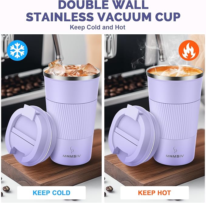 MOMSIV 17oz Travel Coffee Mug, Insulated Coffee Cup with Leakproof Lid | 6-Hour Heat Retention, 360°Leak proof, Vacuum Stainless Steel Double Walled, BPA-free, Reusable And To Go Coffee Mug - Image 3