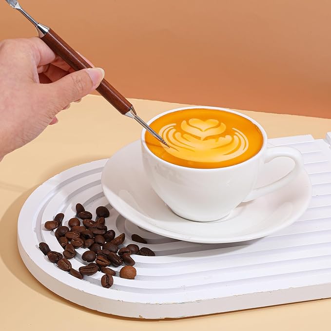 2Pcs Latte Art Pen Set, Coffee Drawing Tool, Stainless Steel Pen for Coffee, Dual-Ended Latte Art Tool, Barista Tools, Suitable for Coffee Drawing Making Enthusiasts