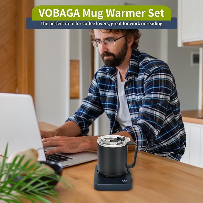 VOBAGA Coffee Mug Warmer Set with Auto Shut Off, 15 oz Coffee Mug Gift Set & 3 Temperature Settings Home Office Desk Accessories Valentine's Day Gift - Image 2