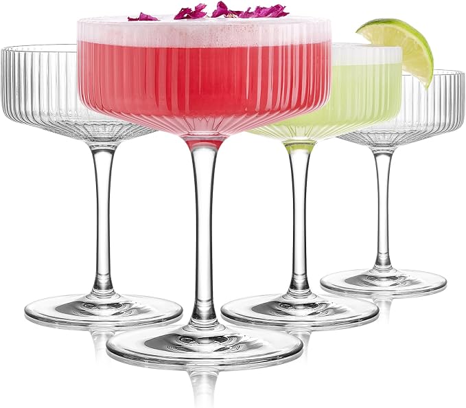 Martini Glasses Set of 4, 10oz Coupe Cocktail Glasses for Margarita | Manhattan, Cosmopolitan, Espresso, Home Bar, Evening Parties, Birthdays, Housewarming Gift by LUNAMANTHA