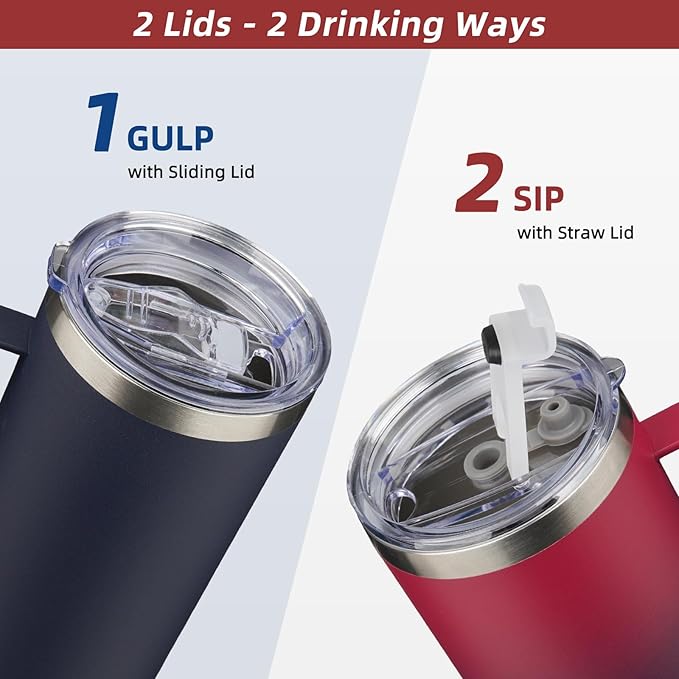 BJPKPK 25oz Insulated Coffee Mug with Handle, Stainless Steel Travel Mug | Keeps Drinks Hot & Cold, Double Wall Vacuum, 2 Lids Included, BPA-Free Coffee Tumbler for Home, Office & Travel - Image 3