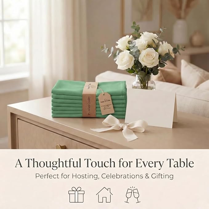 Urban Villa Cloth Napkins Cotton 20x20 (Set of 12) Geen - Image 9