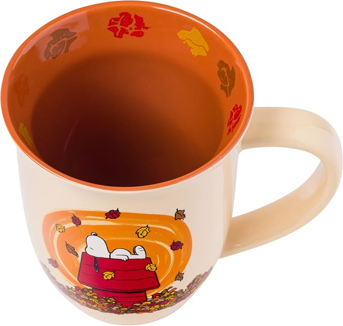 Silver Buffalo Peanuts Snoopy Fall Leaf, Wide Rim Ceramic Mug, 16oz | Leaves are Falling, Autumn is Calling, 0.47 Liters - Image 3