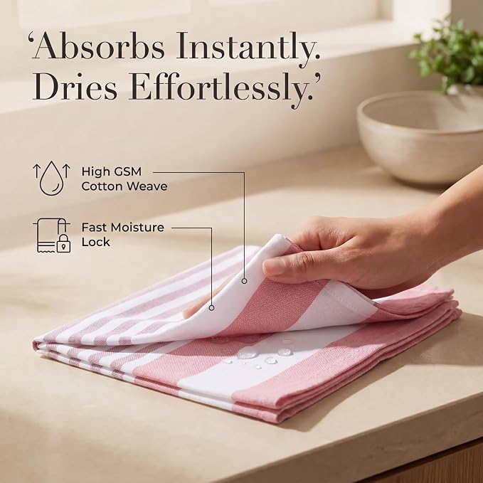 Urban Villa Cloth Napkins Cotton 20x20 (Set of 12) Garnet Red Stripes - Image 3