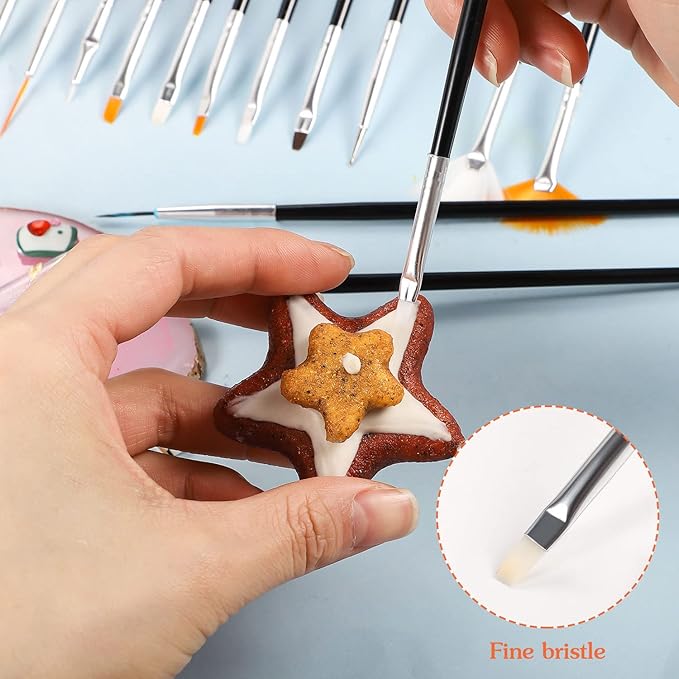 30 pcs Cake Painting Brushes, Cake Decorating Brushes Food Paint Brush Fondant Sugar DIY Tools Set Cake Decorating Tools Cookie Brushes Set Stocking Stuffers for Bakers(Black)