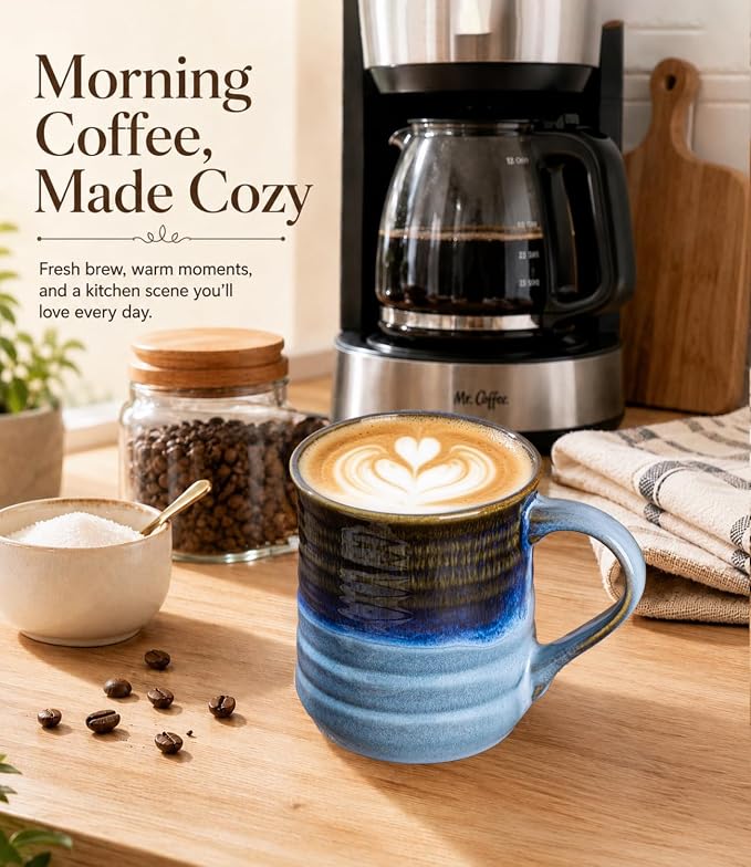 GBhome 18oz Large Coffee Mug Set of 2, Handmade Ceramic Coffee Mugs for Latte/Tea/Beer/Hot Cocoa, Dishwasher & Microwave Safe,Multi-Color - Image 4