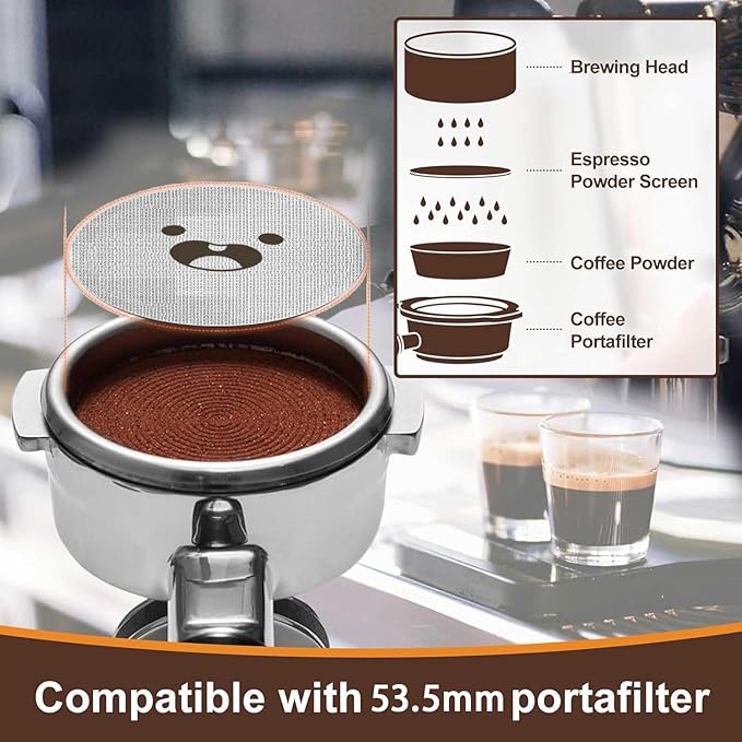 53.5mm Espresso Puck Screen 3-Pack, Lower Shower Screen, Metal Coffee Reusable Filter for 54mm Espresso Portafilter Basket, 1.7 Thickness(Cute Face)