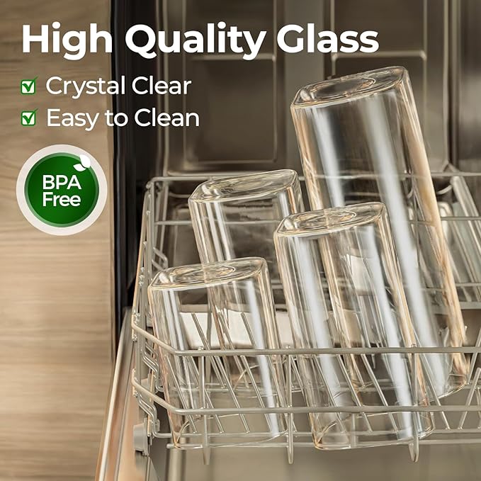 ComSaf Glass Pantry Storage Containers (0.7qt/1.2qt/1.6qt) Set of 6 Jars | Glass Storage Containers With Lids, Rectangle Glass Canisters With Airtight Lids For Kitchen, Spices, Tea, Coffee, BPA Free - Image 6