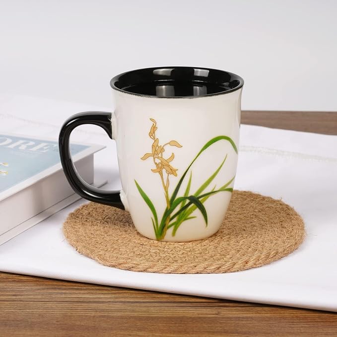 Funny Ceramic Magic Heat Color Changing Coffee Mug with Orchid Printing for Women Personalized White Green Tea Cup Large Mugs for Mom,Girl, Grandma and Man 16 oz - Image 6
