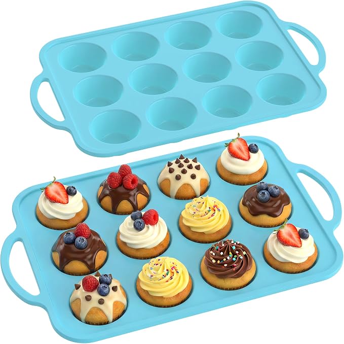 2Pack Silicone Muffin Pan for Baking - Cupcake Pans with Metal Frame by RCMo