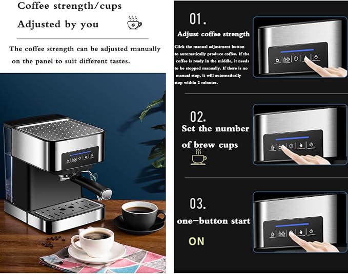 20 Bar Pump Espresso And Cappuccino Machine Italian Coffee Machine Household Small Semi-Automatic High Pressure Steam Milk - Image 5