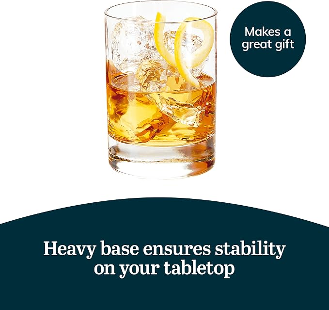 Libbey 918CD Heavy Base Double Old Fashioned Glasses - Elegant Whiskey Glasses Set of 12 - Dishwasher Safe Cocktail Glass for Cocktails, Juice, and More - Image 5