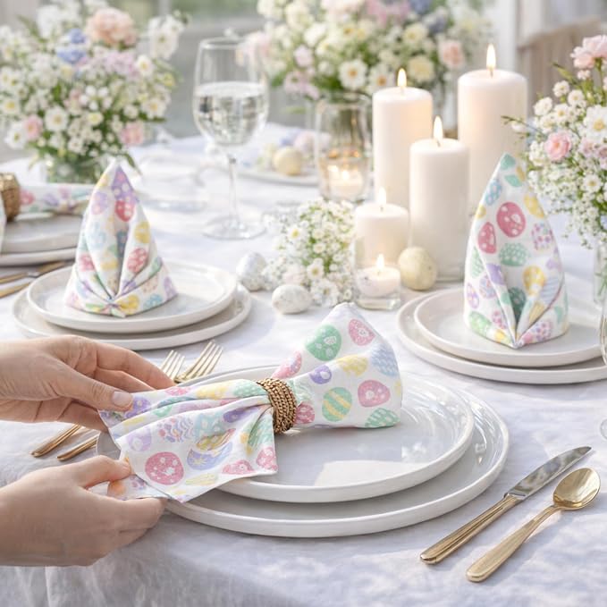Urban Villa Cloth Napkins Cotton 20x20 (Set of 12) Egg Print - Image 6