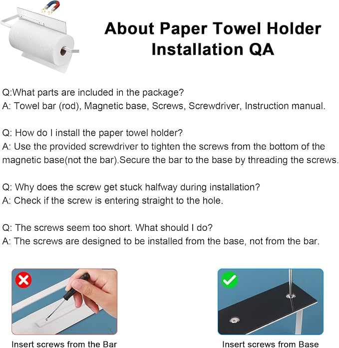 Magnetic Paper Towel Holder for Fridge, Toilet Paper Roll Holder Magnetic Paper Towel Rack Wall Mount Fridge Organizer for Papers Towels Roll Bathroom Toilet Garage RV Decor Kitchen Organization White - Image 8