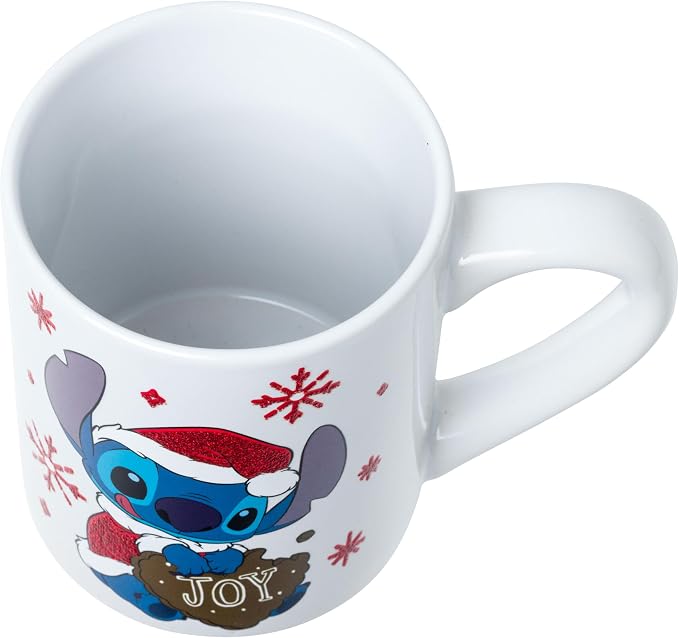 Silver Buffalo Disney Lilo and Stitch Santa Glitter, Ceramic Mug, 14oz | Dressed as, Christmas, Holiday Joy, 0.4 Liters - Image 3