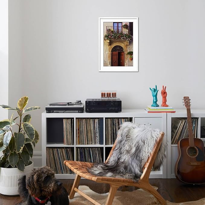 ART.COM Wall Photo Balcony Flowers and Doorway in Pienza Tuscany Italy on White Frame by Julian Castle, 21" x 29" - Image 4