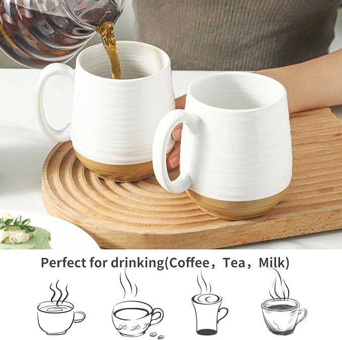 HASENSE Coffee Mugs Set of 2, Ceramic Coffee Cup for Men and Women, 20 oz White Mugs with Handle for Latte, Tea, Cocoa, Dishwasher and Microwave Safe - Image 4