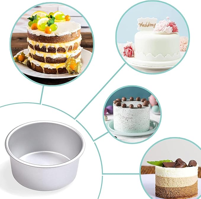 4 x 2 inch Round Cake Pan Set of 4, Aluminum Baking Pans for Mini Cakes, Heavy Duty Non-Stick, Evenly Baking Tools for Home Kitchen, Birthday Wedding Anniversary - Image 6
