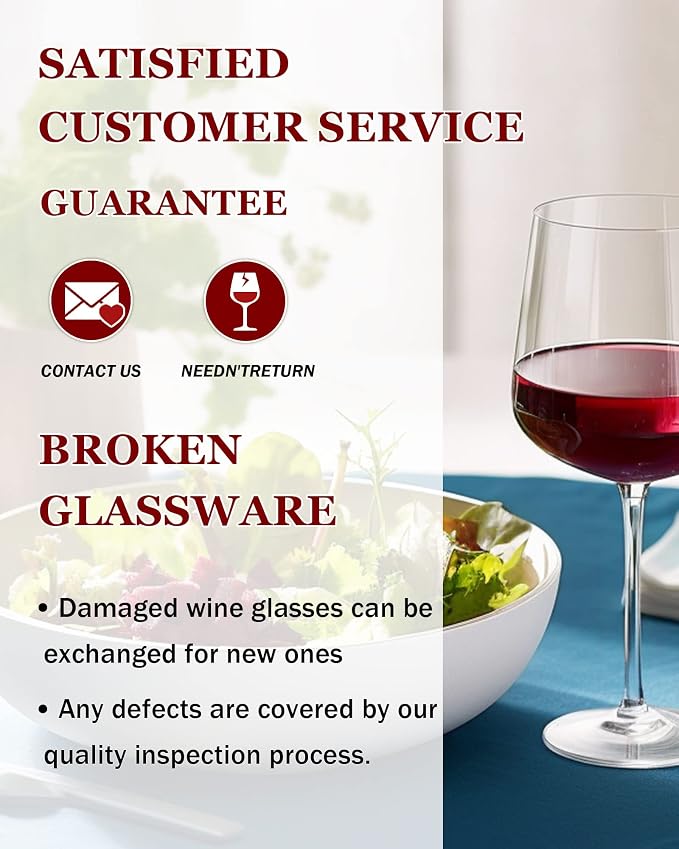 JBHO Hand Blown Italian Style Crystal Burgundy Wine Glasses - Lead-Free Premium Crystal Clear Glass - Set of 2-21 Ounce - Gift-Box for any Occasion - Image 7