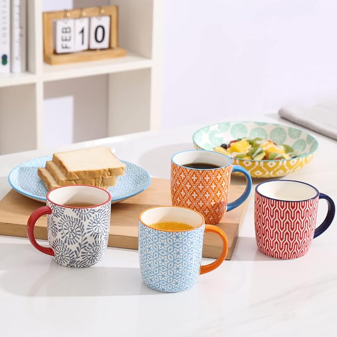 Selamica 10 oz Coffee Mugs Set of 6 with Handle, Coffee Cups Ceramic for Cappuccino Latte Cocoa Milk Tea, Dishwasher Microwave Safe, Assorted Colors - Image 6
