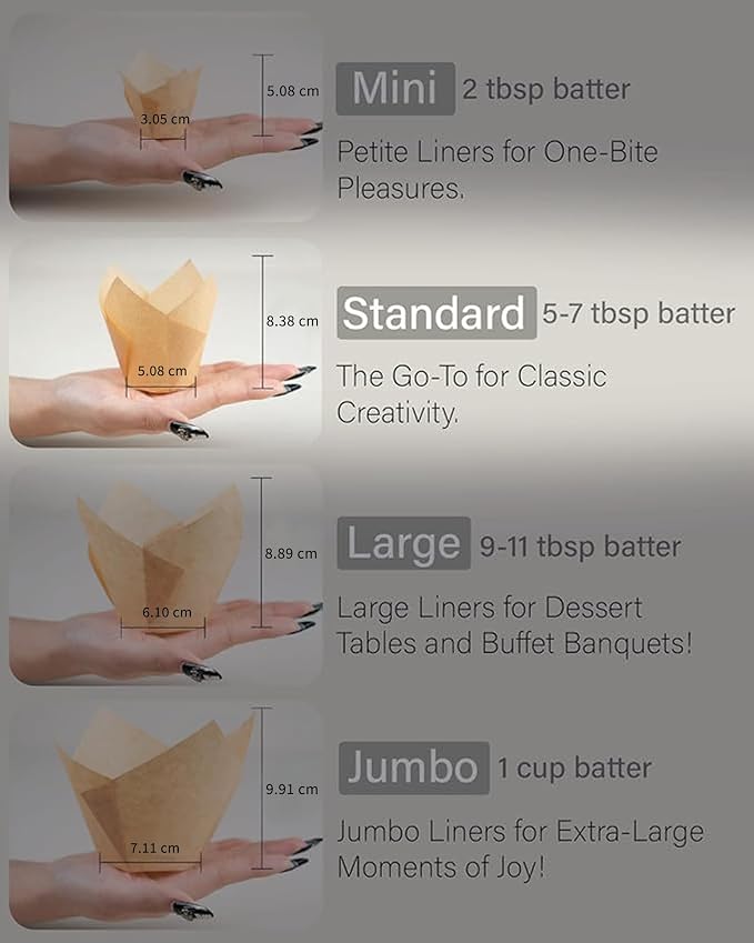 Bake Choice 50pcs Natural Cupcake Baking Cups, Heavy Duty Parchment Paper | Unbleached, Food-grade Muffin Liners 3.5oz for Muffin, Dessert - Image 3